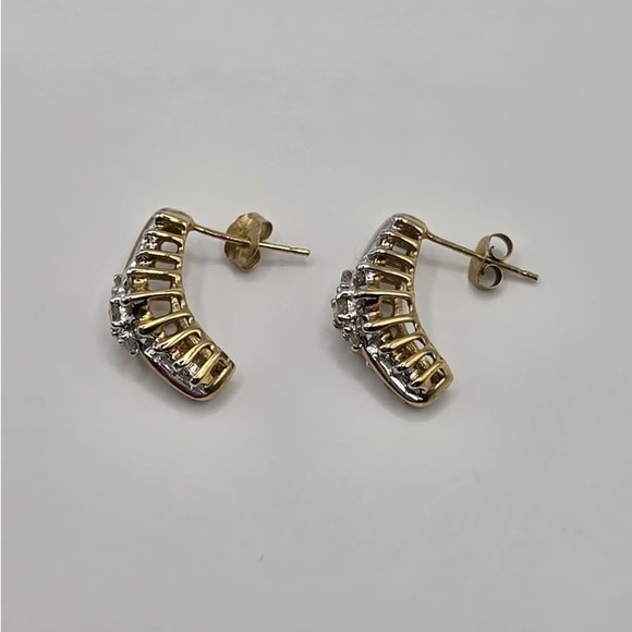 Staccato Gold and Silver Crystal Earrings - Picture 4 of 7